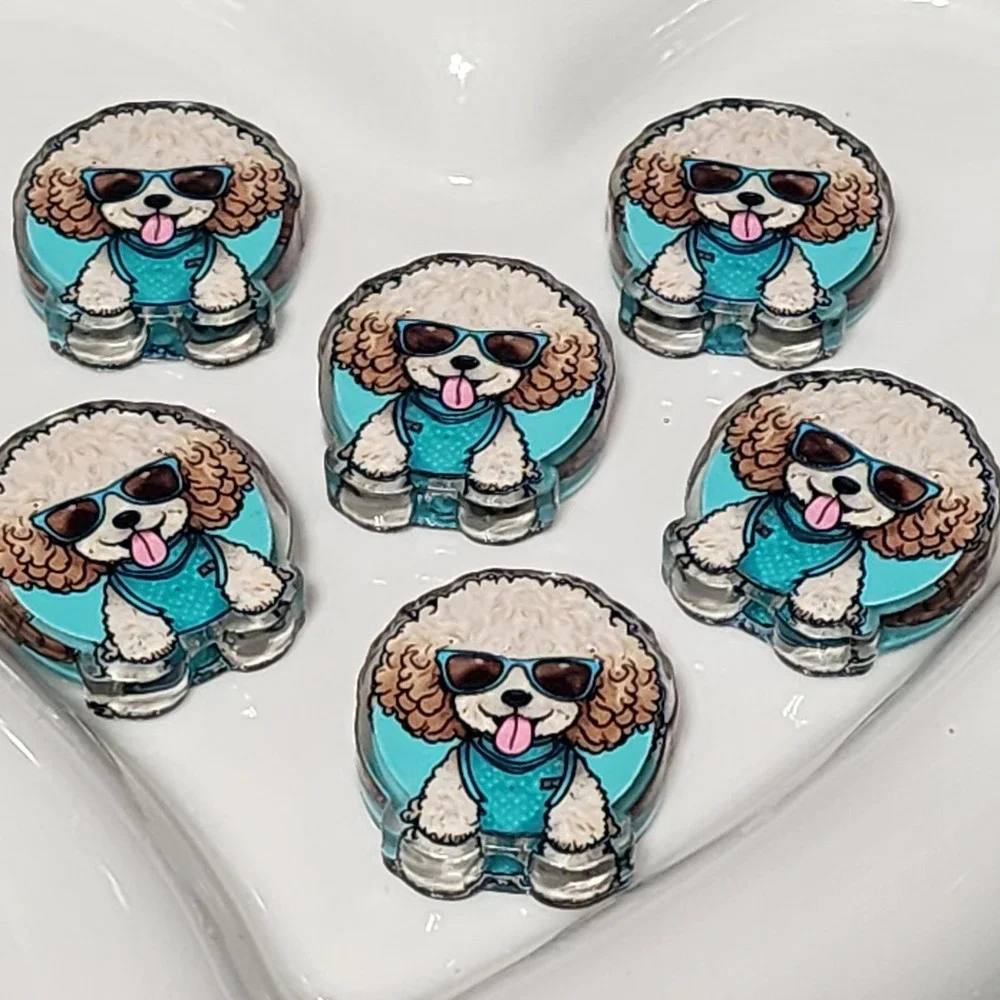 Dog Poodle Beads 2 Pcs Focal Bead Beaded Pen Jewelry Making Charms Acrylic